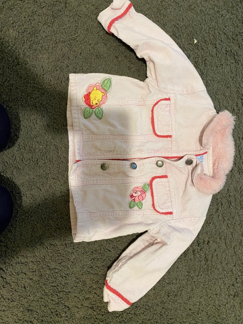 Pink 12-18 month Winnie the Pooh and piglet vintage courdory jacket.